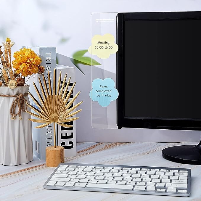 Zonon 6 Pieces Monitor Memo Board, Memo Boards for Computers Transparent Acrylic Monitor Side Panel Office Desk Accessories Desktop Computer Sticky Note Holder for Office Home Work Desk