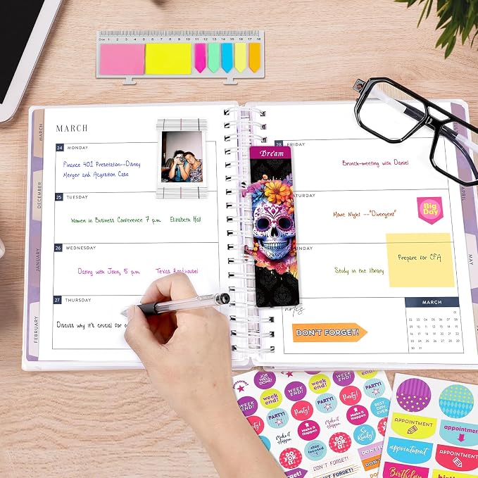 Planner 2026-2027, 18 Months Large Academic Daily Weekly Monthly Organizer | July 2026 - Dec 2027, 8.5x9.8" Size, Page Tabs & Separator Page, Pocket Folder, Bookmark Included, Stickers & Sticky Note Set