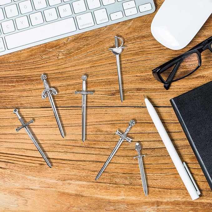 12 PCS Sword Bookmark Set - Metal Mini Swords Charms for Men, DIY Necklace Sword Keychain & Reading Accessories, Vintage Antique Gift for Book Lovers