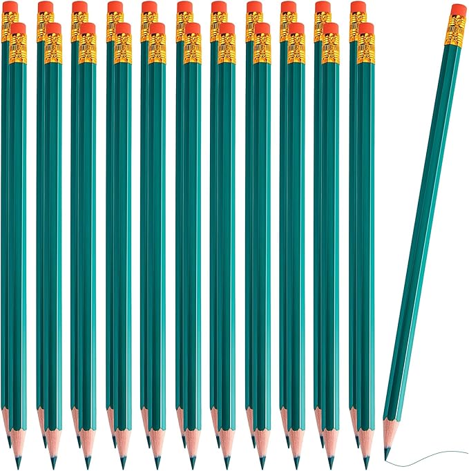 Zhanmai 24 Pcs Green Pencils Erasable Colored Pencils Pre-sharpened 2 HB Wooden for Checking Grading Test Correcting Writing Map Coloring Drawing Office Supplies