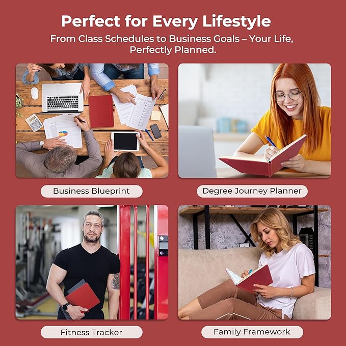 Weekly Monthly 2026-2027 Planner (July 26-Dec 27),11.5"x8.5",18 Months Agenda Plan with Month Tabs & Pocket,Expenses/Note Pages, Academic Calendar with Vegan Leather Cover,Red
