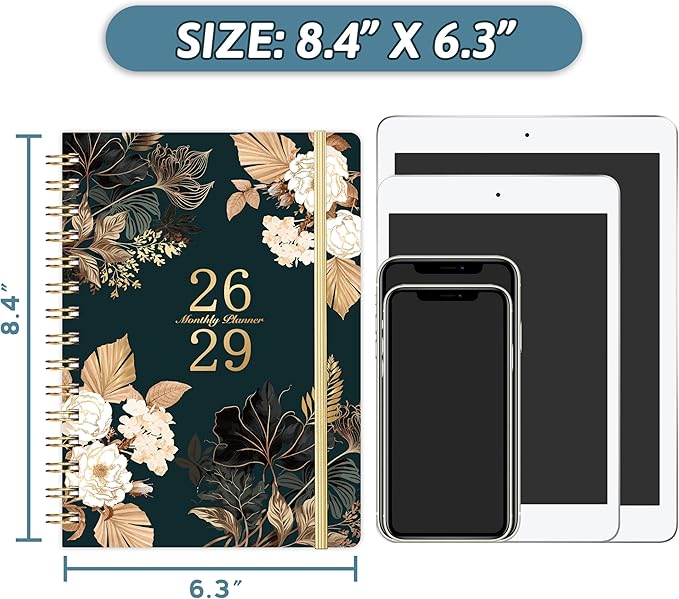 2026-2029 Monthly Planner/Calendar - 3 Year Monthly Planner 2026-2029, July 2026 - June 2029, 6.3" x8.4", 3 Year Calendar with Tabs, Hardcover, Inner Pocket