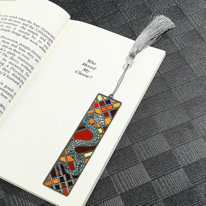feimeng jewelry Gothic Horror Snake Bookmark with Tassel Gifts for Book Lovers - Unique Brass Book Mark Reading Supplies, Book Accessories for Women Men