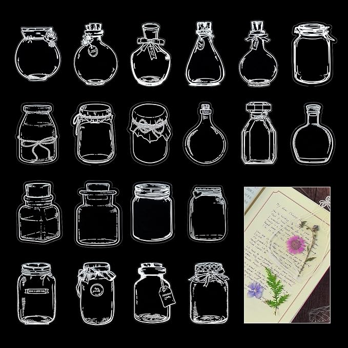 40Pcs DIY Bookmarks Kit, Transparent Dried Flower Bookmark, Filling Bookmarks with Flowers, 20 Styles Handmade DIY Bookmark Comes with 48Pcs Tab to Make Easier (Style 2)