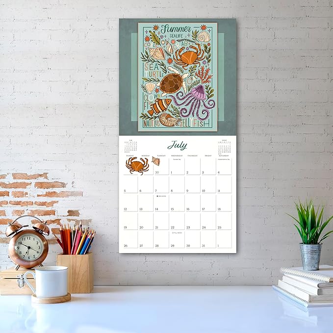 The Natural World 2026 Wall Calendar, 16-Month Nature Art Calendar by Stephanie Kate Baxter, 12" x 12", 2026 Wall Planner and Organizer with Large Grids, Botanical Illustrations