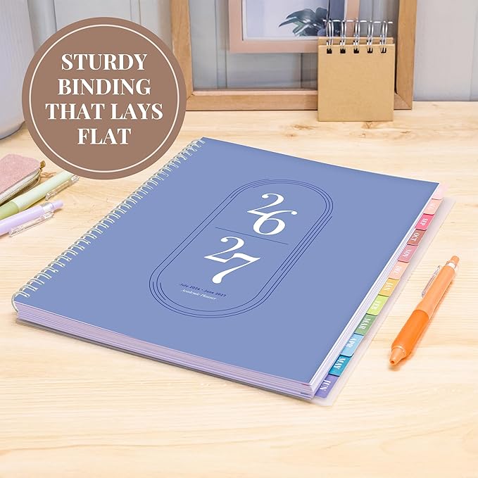 Rileys Academic Planner 2026-2027, Daily, Weekly & Monthly Planner, July 2026 - June 2027, Student Notes Pages, Twin-Wire Binding, Weekly Agenda for School & Work (8.5 x 11-Inches, Blue)