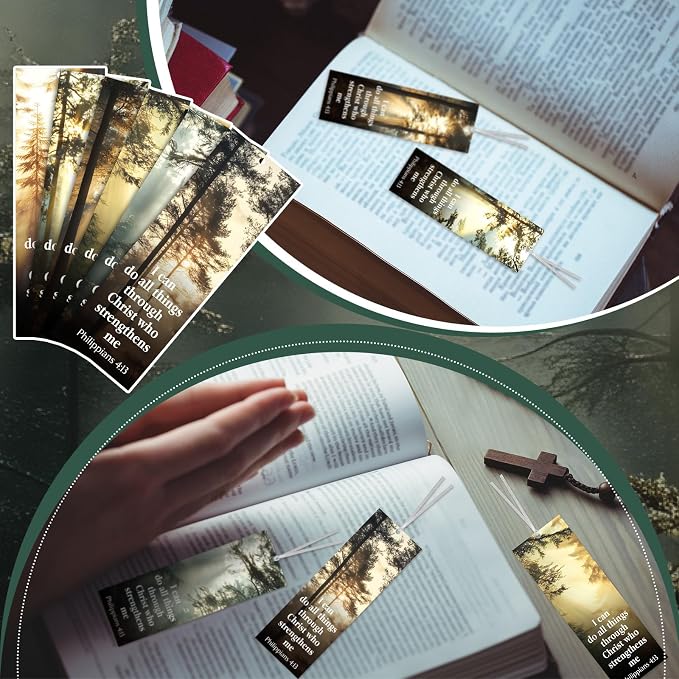 Dispowreath 60 Pcs I Can Do All Things Through Christ Bookmarks Religious Philippians 4: 13 Bookmarks Church Exchange Gifts for Men & Women Sunday School Vbs Church Prizes Party Favors