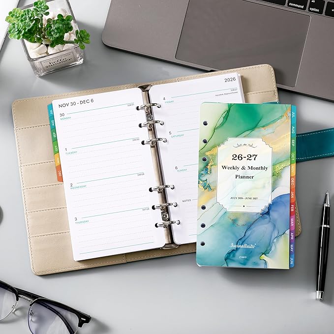 2026-2027 Planner Refills - Planner Refills, July 2026 - June 2027, A6 Planner Inserts, Weekly and Monthly Planner 2026-2027, 3.75" x 6.75", A6 Planners Refill, 6-Hole Punched