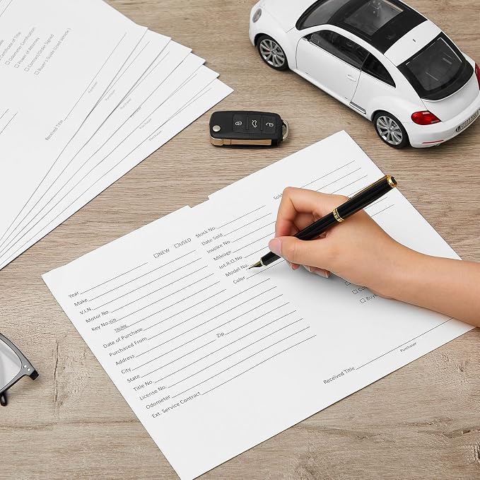 Watersay 120 Pcs 9 x 12 In Vehicle Dealer Jackets for Car Sales 32lb Colored Printed Deal Envelopes Dealership Supplies File Jackets Automotive Folders for Car Dealerships (Classic,White)