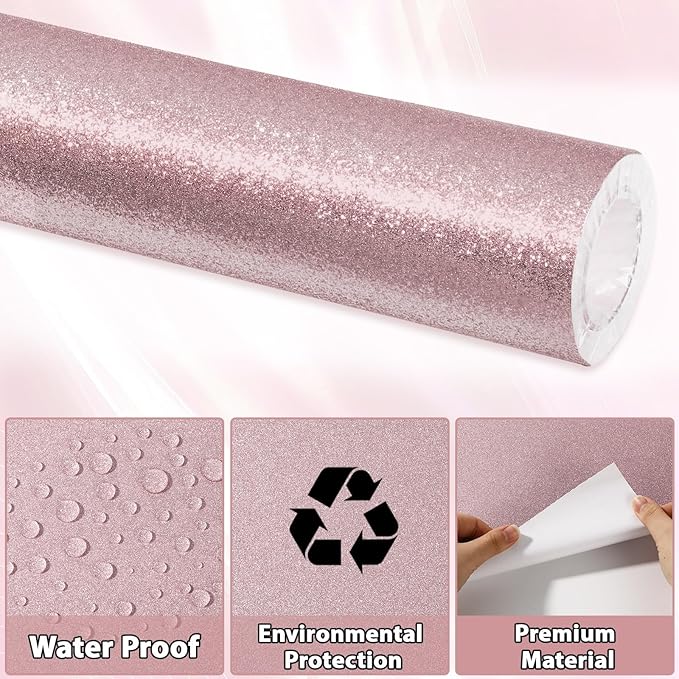 Qyeahkj 17in x 20ft Glitter Bulletin Board Paper Roll Bulletin Board Background Paper Fade Resistant Classroom Decoration Poster Art Craft Home Wall Education Decor Supplies Pink