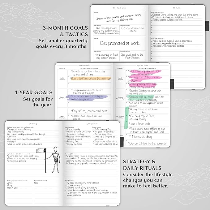 Legend Planner – Undated Weekly & Monthly Life Planner to Hit Your Goals & Live Happier, Organizer Notebook & Productivity Journal, A5 (Mystic Gray, Gold)