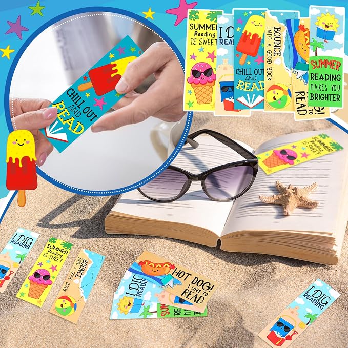 Skyygemm 60 Pcs Summer Reading Bookmarks Colorful Inspirational Reading Bookmarks End of Year Gifts for Back to School Gifts Prizes Party Favors