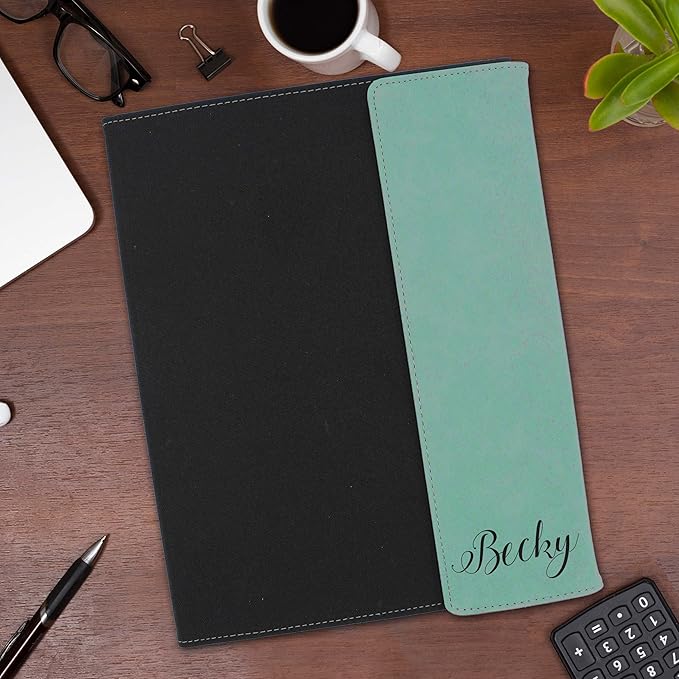 My Personal Memories Personalized Portfolio with Custom Monogrammed Flap - Engraved Teacher, Student, Business, Man, Woman, Gift (Teal)