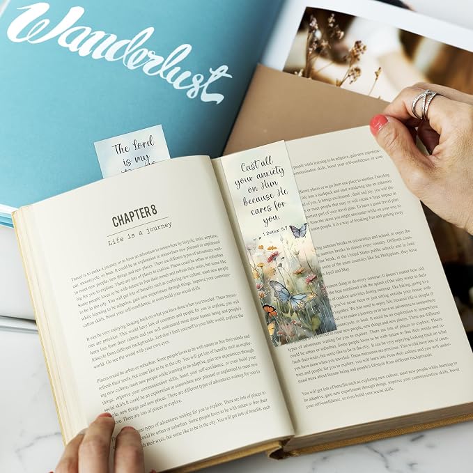 Christian Bookmarks, 100 Pcs Bible Verse Floral Butterfly Book Markers, Religious Scripture Bible Study Gifts for Reading Women Book Lovers
