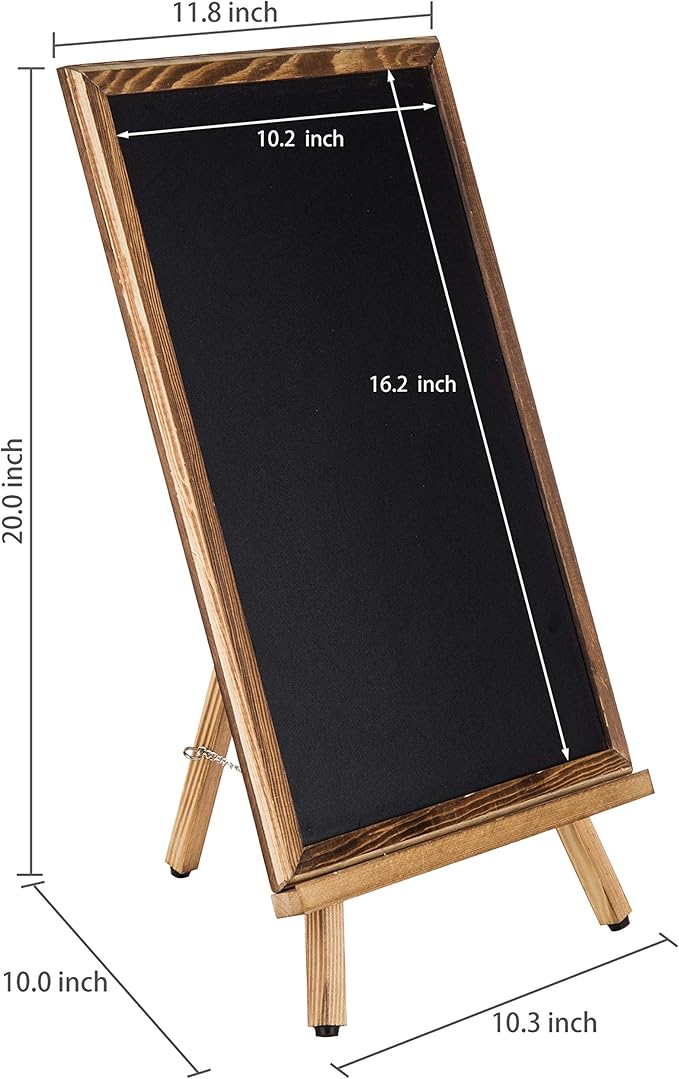 MyGift 18-Inch Burnt Wood Erasble Chalkboard Sign with A-Frame Easel Stand, Tabletop Menu Board, Wedding and Events Chalboard Signage