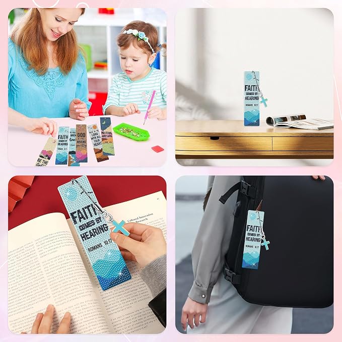 INSYOHO Christian Diamond Art Bookmarks Kit - DIY Diamond Painting Bookmarks with Bible Verses, Religious Bookmark for Adults for Bible Journaling, Prayer & Worship Accessories
