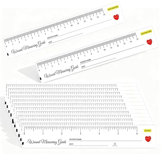 100 Pcs 1.18×7.08 Inch Wound Measuring Tape Wound Ruler Double Sided Disposable Paper Tape Measure - Wound Measuring Guide Ruler for Nurses Body Wound Care and International Nurses Day