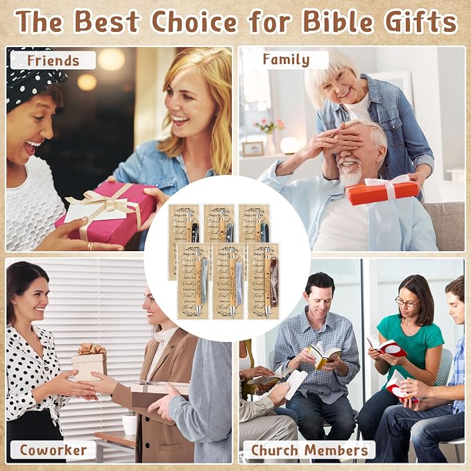Feifeiya 20 Set Father's Day Church Gifts Bulk Bible Verse Pens with Scripture Bracelets & Religious Bookmarks, Fathers Day Christian Gifts for Men Dad Sunday School Study Bible Devotional Supplies