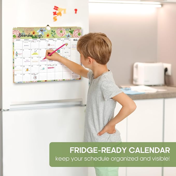 Calendar 2026-2027, Monthly Wall Calendar from April 2026 to December 2027, 11.5" x 14.7", Spiral Binding Hanging Wall Calendar, Perfect for Home or Office,Botanic Whimsy