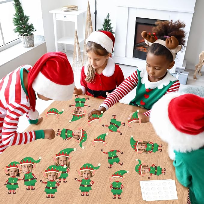 60Pcs Christmas Elf Cutouts Christmas Bulletin Board Decoration Xmas Elf DIY Photo Craft Cutouts Winter Classroom Supplies for Teacher Student Holiday Party School Classroom Home Chalkboard Wall Decor