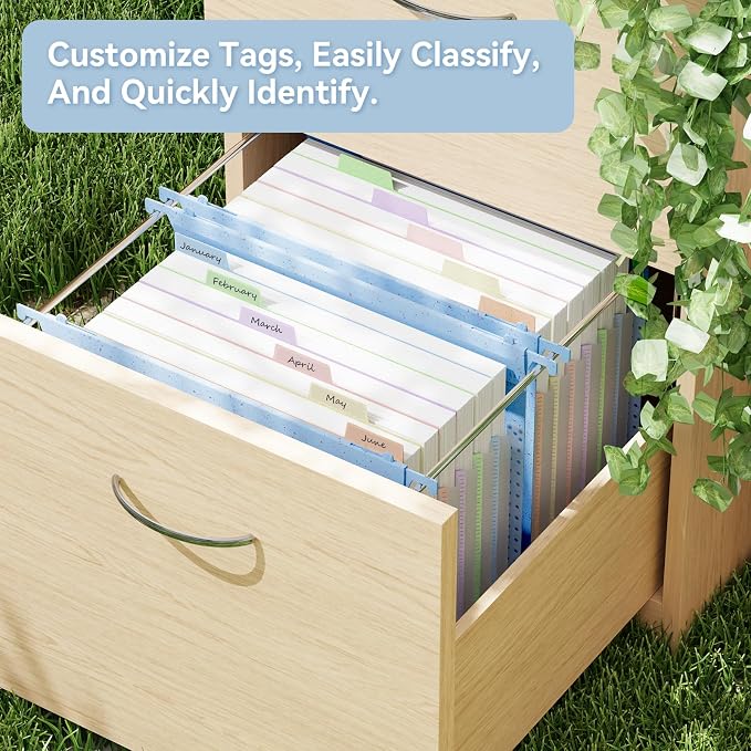 ANSOOK Hanging File Folders Letter Size,7 Accordion Pockets, Expandable File Folders Hanging with Tabs, Wheat Straw Hanging Folders for Filling Cabniet, Hanging File Organizer - 3Pcs (Assorted Colors)