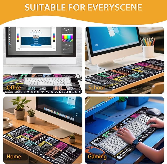 Google Docs Cheat Sheet Mouse Pad, Large Mousepad for Google Docs Shortcuts, Extended Gaming Pad for Mouse and Keyboard, High Definition Printing, Stitching,Waterproof, Anti Slip(Windows)