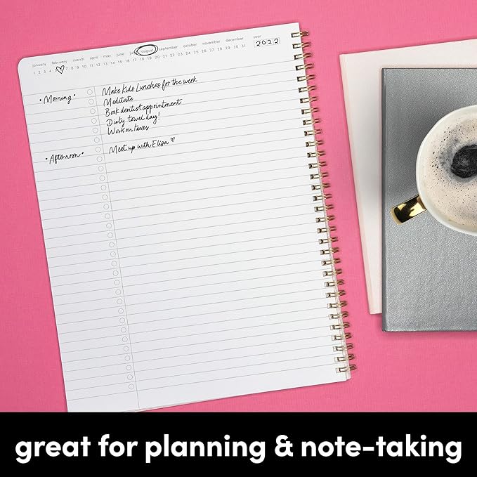 PAPERAGE Undated Daily Planner & To Do List Notepad (Dark Green), 8.5 in x 11 in, Spiral Bound Planner Notebook for Work, School or Home, 104 Lined Pages With Date Tracker for Plans & Notes