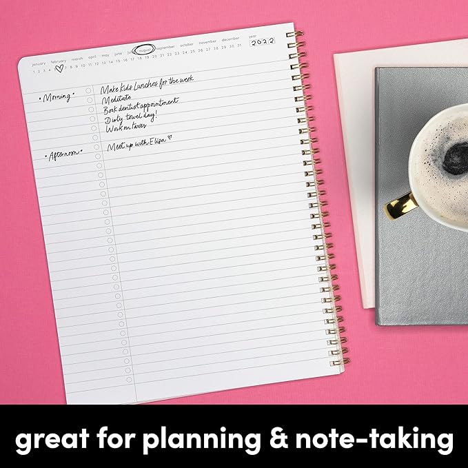 PAPERAGE Undated Daily Planner & To Do List Notepad (Yellow), 8.5 in x 11 in, Spiral Bound Planner Notebook for Work, School or Home, 104 Lined Pages With Date Tracker for Plans & Notes