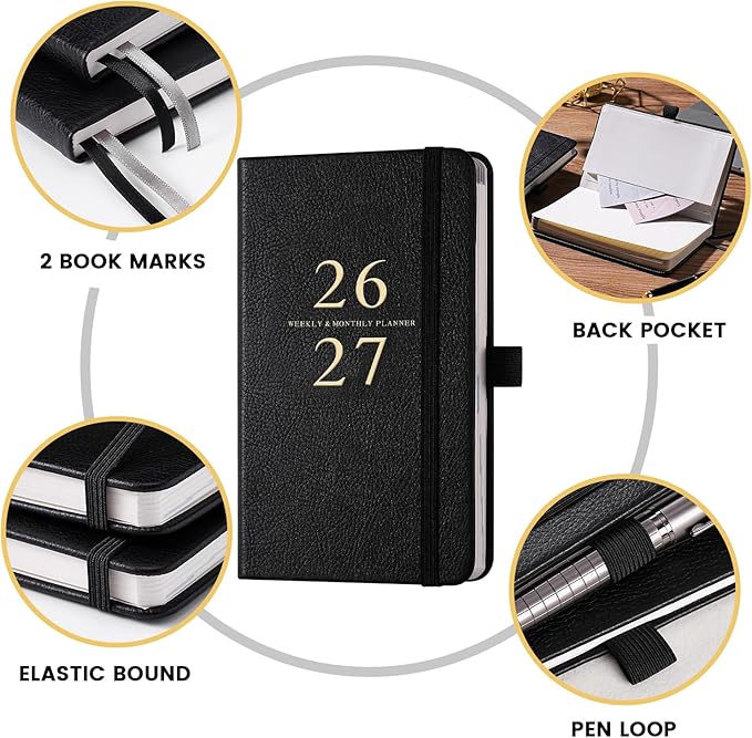 2026-2027 Pocket Planner/Calendar - Jul 2026 - Jun 2027, Academic Planner 2026-2027, Pocket Calendar for Purse, 6.3'' × 3.8'', Elastic Bound, Agenda Book