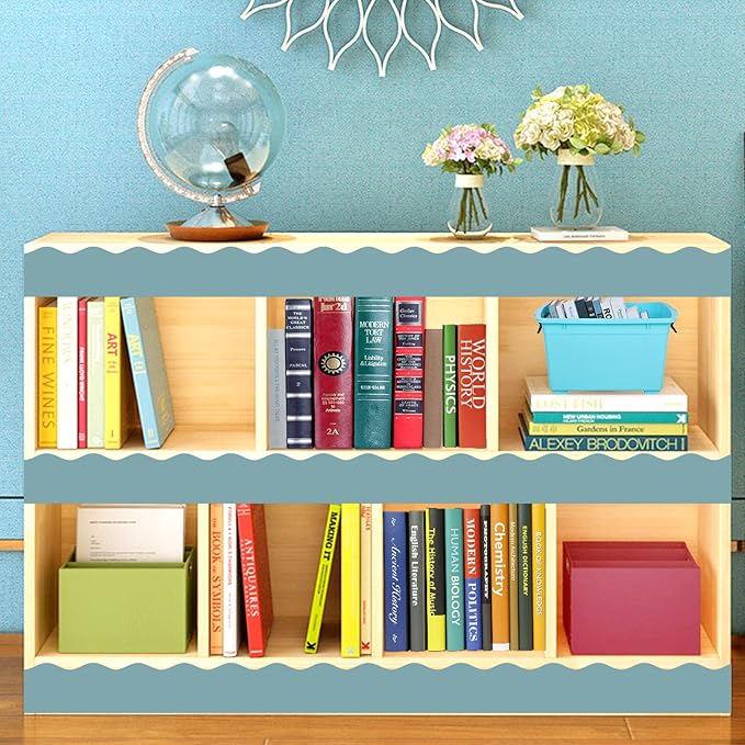 Fancy Land Calming Blue Bulletin Board Border Scalloped Border Trim for Classroom 52ft