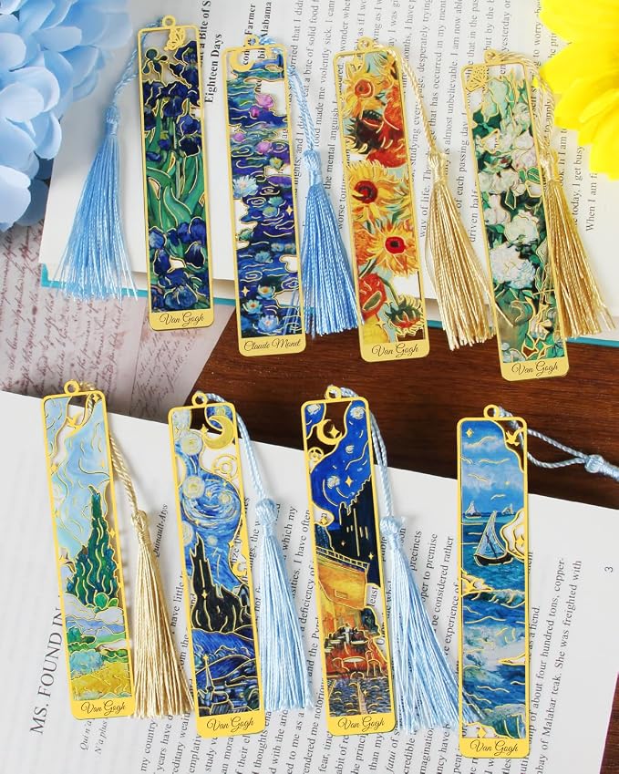 Metal Bookmarks with Tassel, Monet Oil Painting Theme Cute Book Markers for Reading Women, Book Lovers, Reading Accessories Gifts for Book Lovers