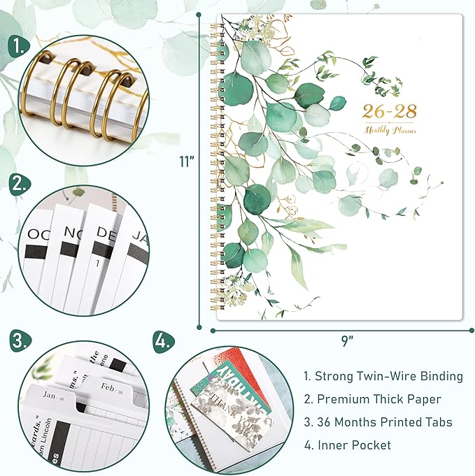 2026-2028 Monthly Planner - Monthly Planner 2026-2028 from Jul. 2026 to Jun. 2028, 8.5" x 11", 2 Years Planners Calendar with 24 Months Tabs and Back Pocket, Perfect for Organize