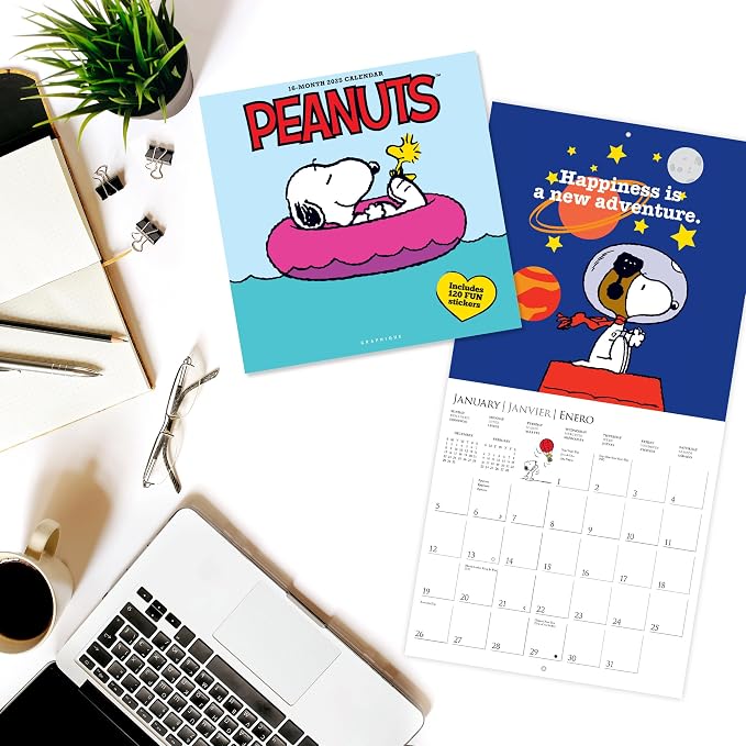 Graphique 2025 Peanuts Wall Calendar | 12” x 12” | Thick Paper | Home & Office Organizer | Large Monthly Grid | 3 Languages & Marked Holidays | 4 Month Preview Page for 2026