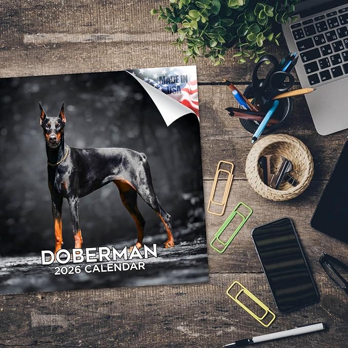 Doberman Calendar 2026 – 16-Month Dog Breed Wall Calendar by MegaCalendars – Large Daily Blocks, Thick No-Bleed Paper, Made in USA