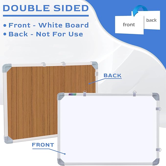 (Magnetic) 2X3 Feet White Board with (Marker, Duster and Magnets) Ideal Use for Home, Office, Kids with Sliding Hanging Clips, Robust Aluminum Frame and Smooth Melamine Surface (89X59 cms)