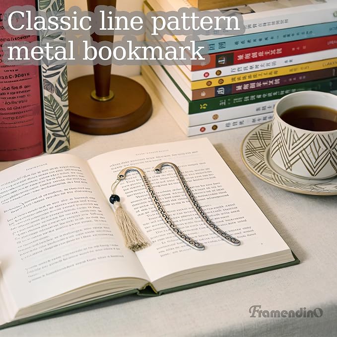 Framendino, 20 Pieces Alloy Bookmark Retro Silver Metal Carving Hook with Tibetan DIY for Teacher Reading Enthusiasts