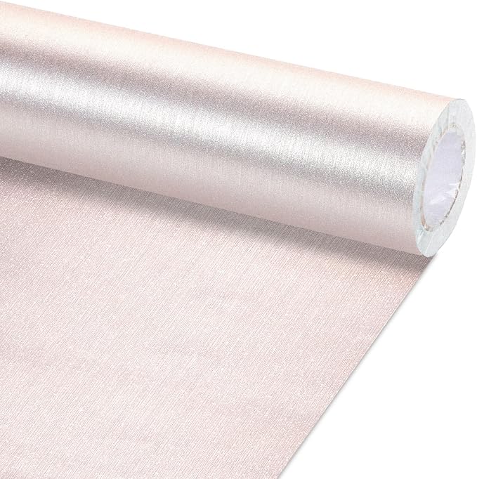 Qyeahkj 17in x 20ft Brushed Bulletin Board Paper Roll Bulletin Board Background Paper Fade Resistant Classroom Decoration Poster Art Craft Home Wall Education Decor Supplies Rose Gold