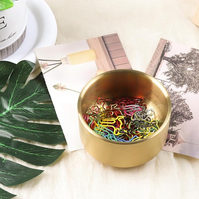 Paper Clip Holder Gold Paperclip Holders for Desk Metal Binder Clip Holder Bowls Paper Clip Dispenser Organizer for Holding Small Parts Office Accessories Space-Saving Desktop Organizer