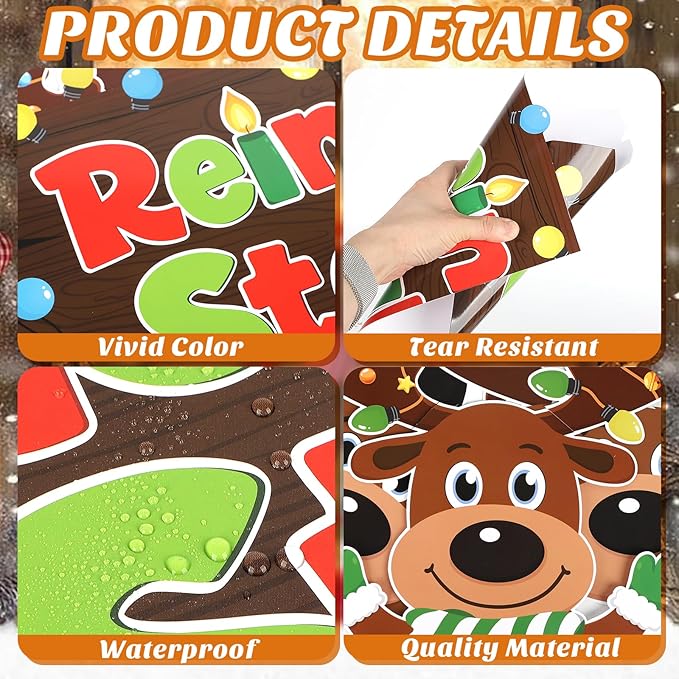 55 Pcs Christmas Elk Bulletin Board Set Xmas Reindeer Stable Cardboard for Decor Winter Bulletin Board Decorations Elk Paper Cutouts for Wall Classroom Holiday School Party Supplies
