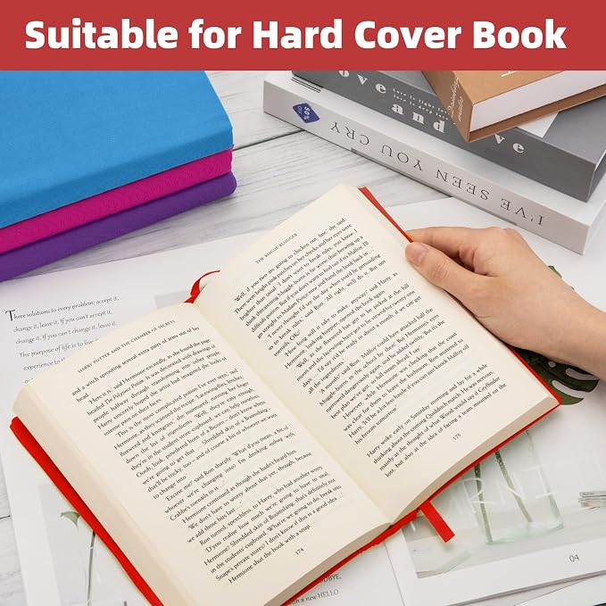 KICNIC Big Red Fabric Book Cover for Hardcover, 9x11 Inch, 1 Pack, Up to 10”x12.5”, Adjustable School Book Sleeve Protector for Teens, Stretchable Decorative Cloth Book Sox for Book Lovers