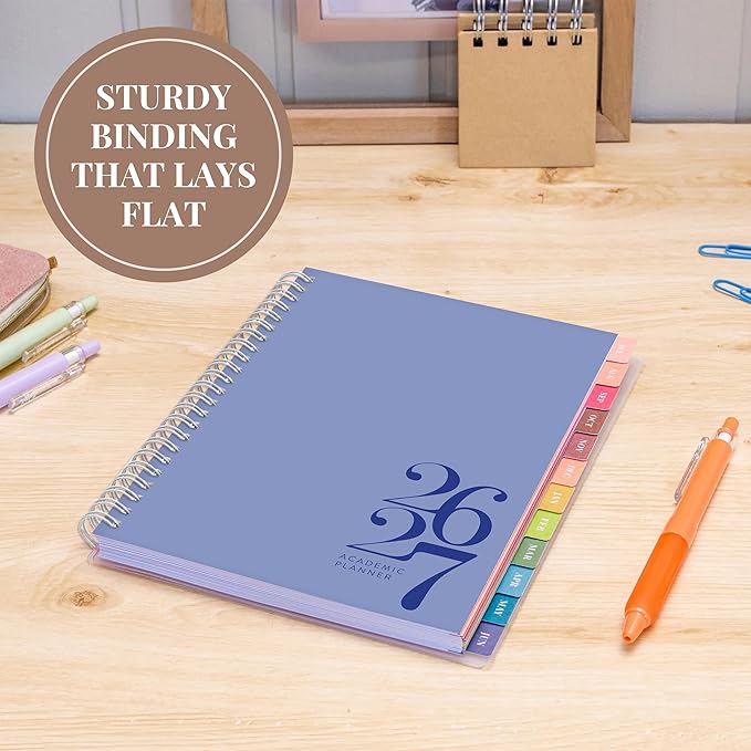 Rileys Academic Planner 2026-2027, Daily, Weekly & Monthly Planner, July 2026 - June 2027, Student Notes Pages, Twin-Wire Binding, Weekly Agenda for School & Work (8 x 6-Inches, Classic, Blue)