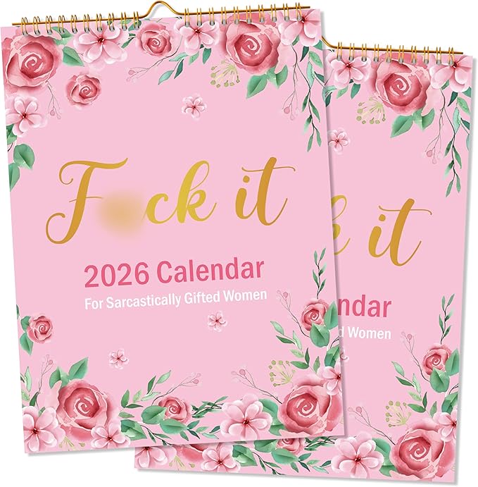 JAPBOR Calendar for Sarcastically Gifted Women - 2PCS 2026 Fu-ck It Wall Calendar for Sarcastic Female, 12 Months Hanging Planner, Affirmations Quotations Office Monthly Calendar Organizer Gag Women Gift