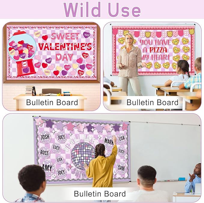 Purple Checked Bulletin Board Roll Reusable Waterproof Erasable Pastel Purple Background Poster Non-Woven Fabric Bulletin Board for Mother‘s Day Easter Classroom Decor Wrap Paper 15.55" x12ft