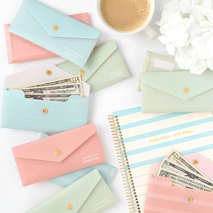 PPP Money Planner | 10 Cash Budget Envelopes | Budget Planner | Annual & Monthly Financial Worksheet, Expense, Saving & Debt Reduction Pages | Stickers | Long-Term Financial Goals | Spend Ledger