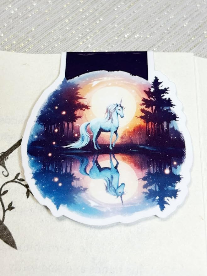 creates Magnetic Bookmark For Reading Journals Planners Scrapbooking Office Supplies Cute And Funny Bookmark For Bookworms Matte Laminate Double Sided Handmade (Magical Forest Unicorn)