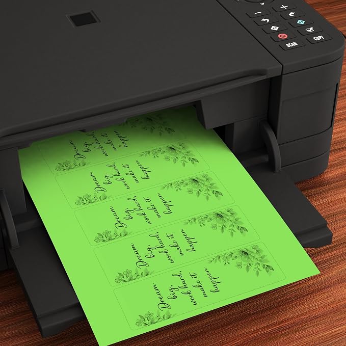 Printable Bookmarks - Blank Bookmark Printing Paper for Inkjet & Laser Printers - 2" x 6" Perforated Bookmarks 5 per Page - 25 Sheets / 125 Book Marks (Bright Green)
