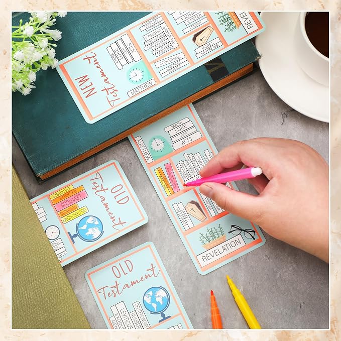 100 Pcs Books of the Bible Bookmarks Bible Book Tracker Old and New Testament Reading Page Markers Christian Scripture Study Supplies for Women Men