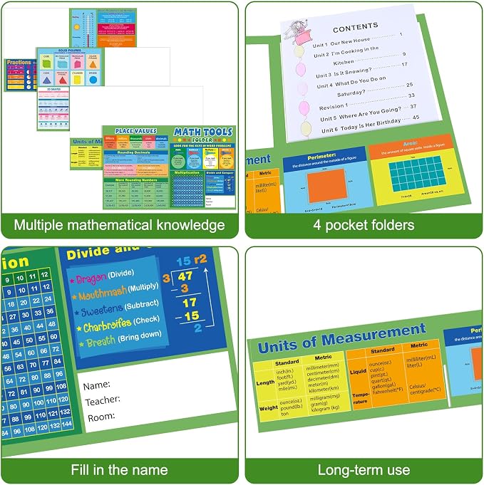Colarr 12 Pcs Writing Process Pocket Folder 4 Pocket Laminated Students Writing Process Folders School Supplies for Kids Educational and Learning Activities, 9.5 x 12 Inch