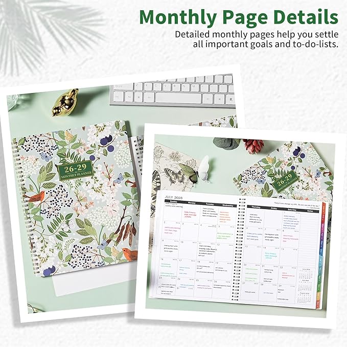 2026-2029 Monthly Planner/Calendar - 3 Year Monthly Planner 2026-2029, July 2026 - June 2029, 9" x 11", 3 Year Calendar 2027-2028-2029 with Colorful Tabs, Notes Pages, Inner Pocket