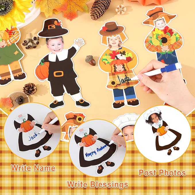 gisgfim 80Pcs Fall Scarecrow Cutouts Fall Thanksgiving Decorations Bulletin Board Personalized Scarecrow Chef Pumpkin Paper Cut-Out Classroom Decor for Autumn Harvest DIY Craft Photo Wall Favor Supply